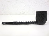 Vintage Mid Century Estate Tobacco Pipe by Rocket France 5 1/2" Ribbed Black Nylon Body, Rock Grain Wood Bowl, Disassembles in 3 parts