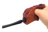 Large 7.5" Rustic Red Wood Tobacco Pipe Signed Brigham with Box, New Old Stock