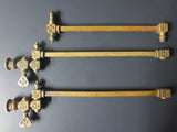 Pair Antique Victorian Brass Gas Lamp Light Arms, Ornate Swivel Oil Lamp Fixture 12"