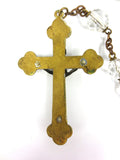 Vintage Crystal Beads Rosary 23", Silver and Brass Crucifix, Virgin Mary, Birks